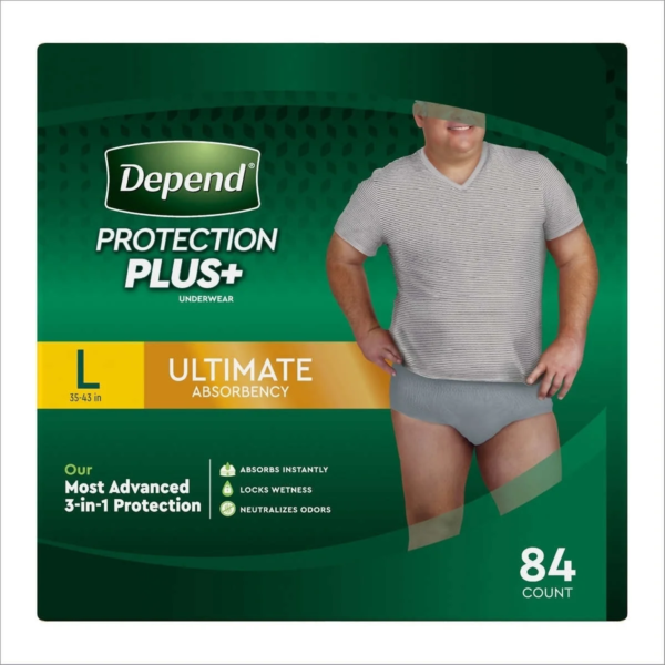 Depend Protection Plus Ultimate Underwear for Men ''Large'' - 84 Count