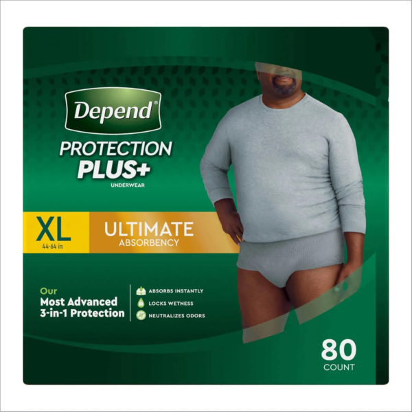 Depend Protection Plus Ultimate Underwear For Men - X-Large - 80 Count