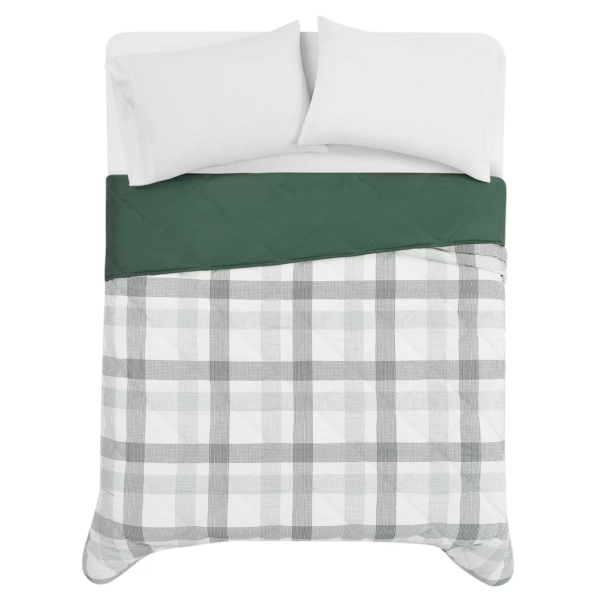 Season's Collection Down Alternative Blanket Queen Plaid Green - Image 4