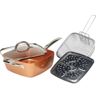 Prima Grill Pan Copper Ceramic Chip Pan 24 X 24 X 9.5cm